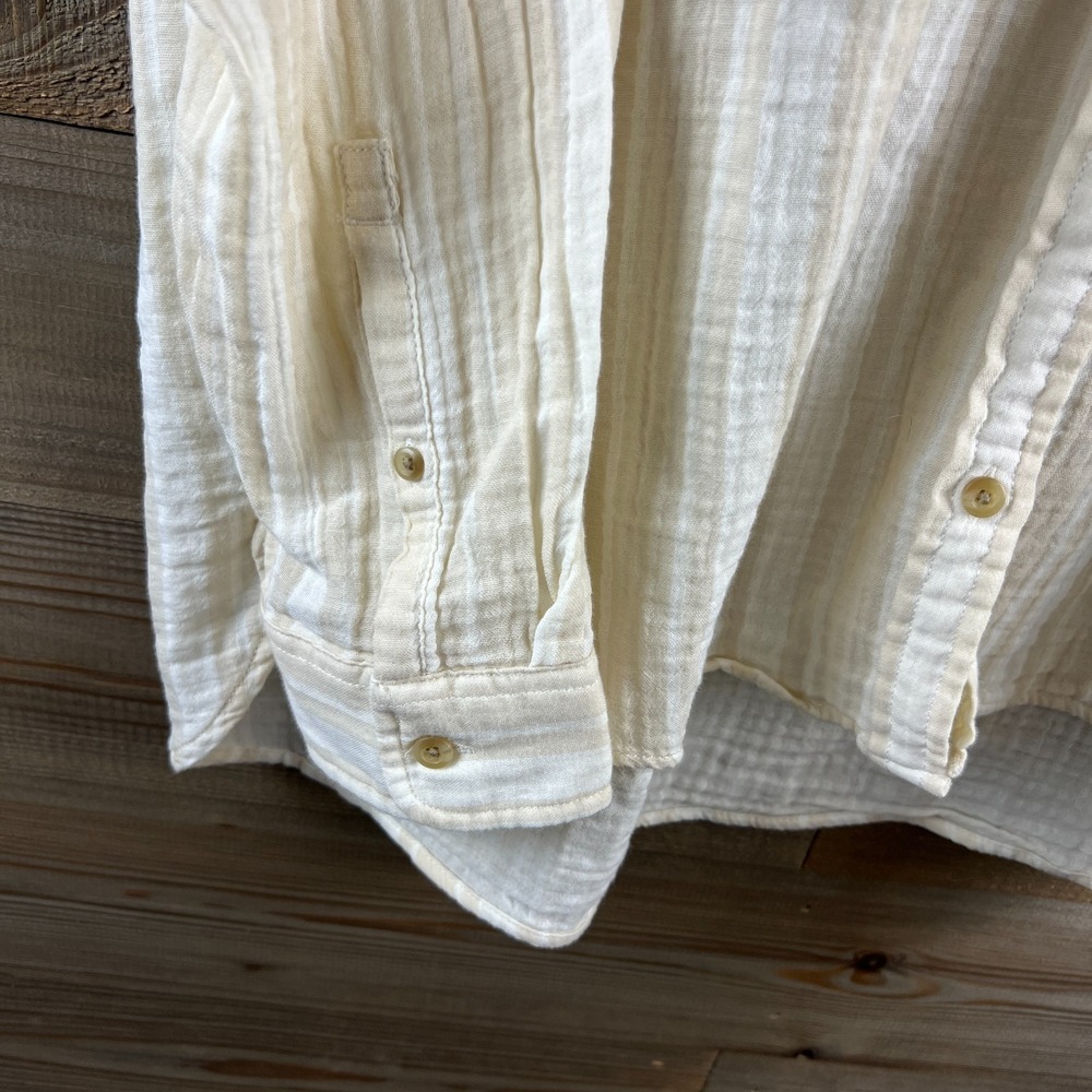 LL Bean Womens Shirt Cloud Gauze Long Sleeve Button Up Striped Beachy 1X - Picture 4 of 8